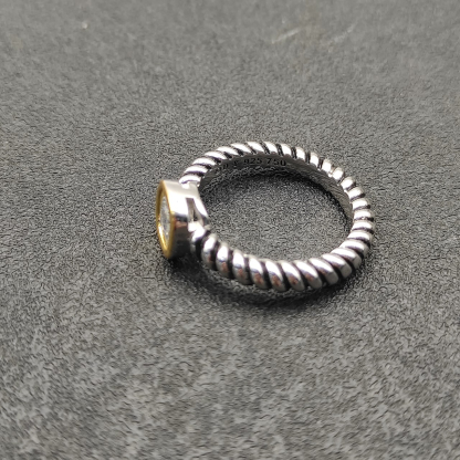 DY Mercer®Stone Ring Sterling Silver with White crystal, 0.7cm