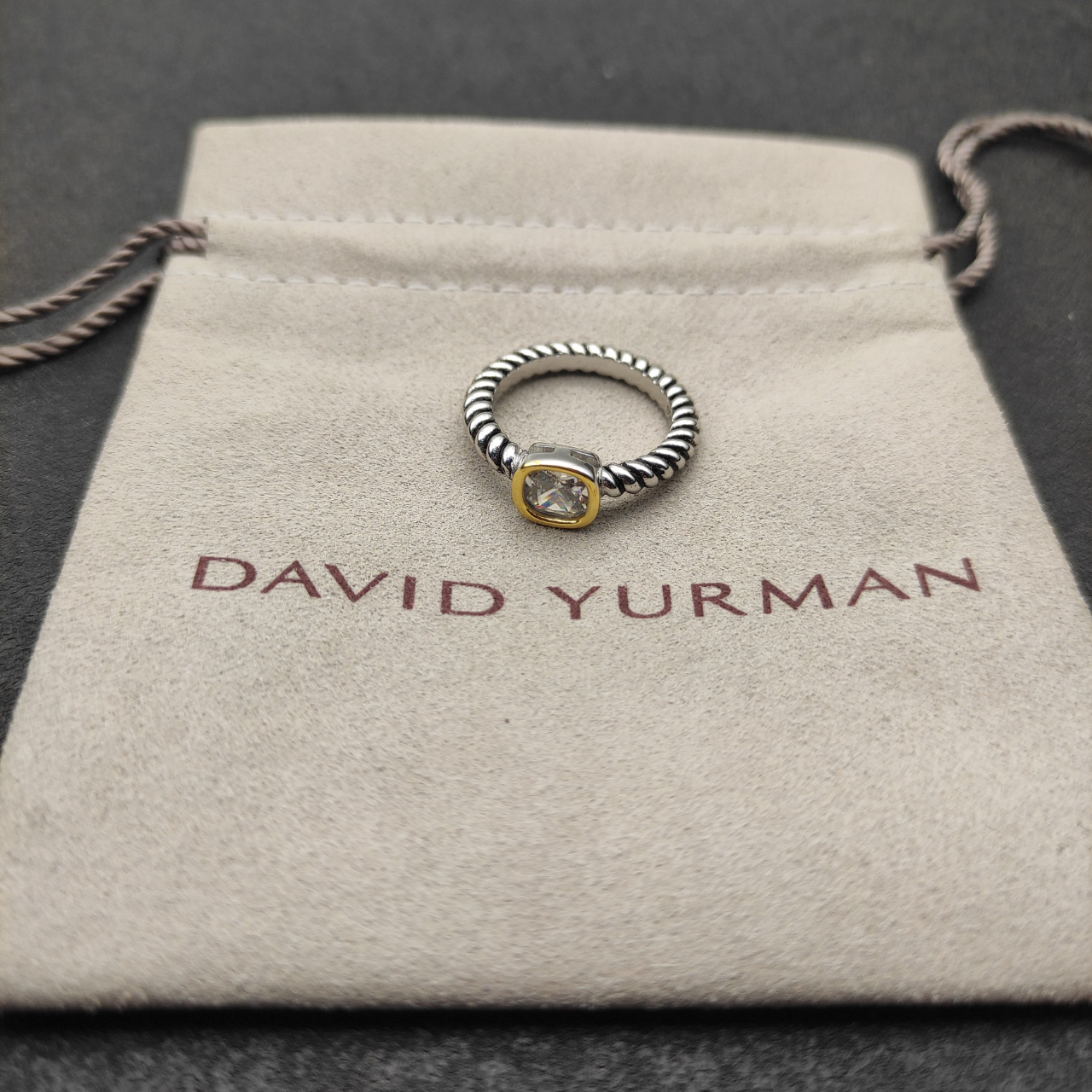 DY Mercer®Stone Ring Sterling Silver with White crystal, 0.7cm