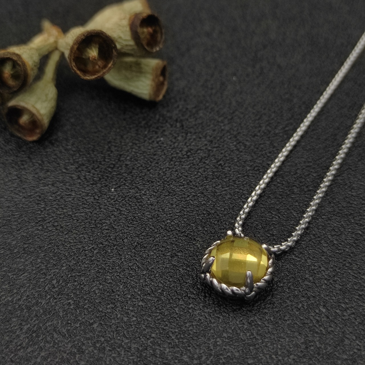 Petite Chatelaine® Necklace Sterling Silver with Citrine, 10mm