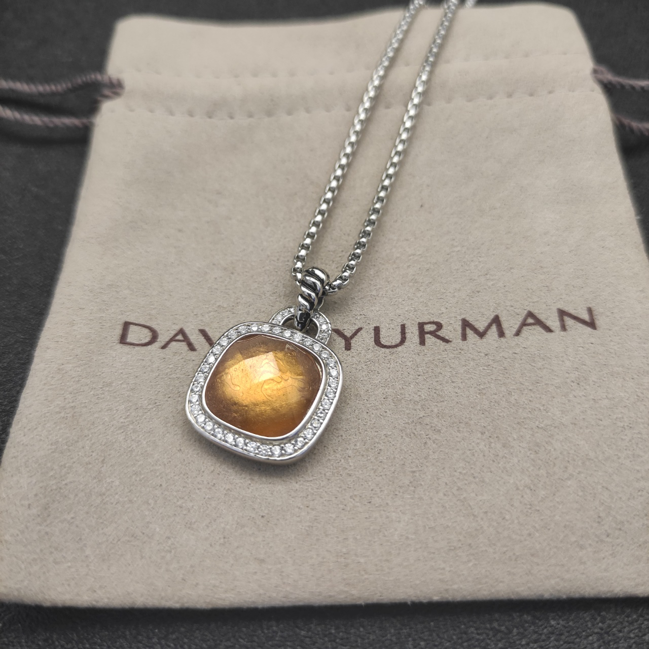 Albion® Pendant Sterling Silver with Citrine and Diamonds, 14mm