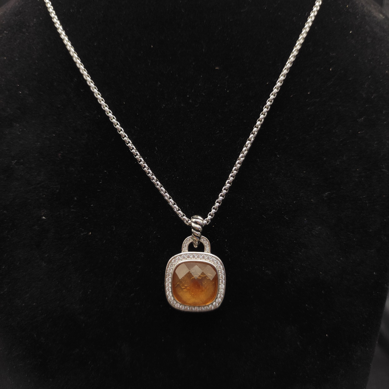 Albion® Pendant Sterling Silver with Citrine and Diamonds, 14mm