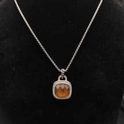 Albion® Pendant Sterling Silver with Citrine and Diamonds, 14mm