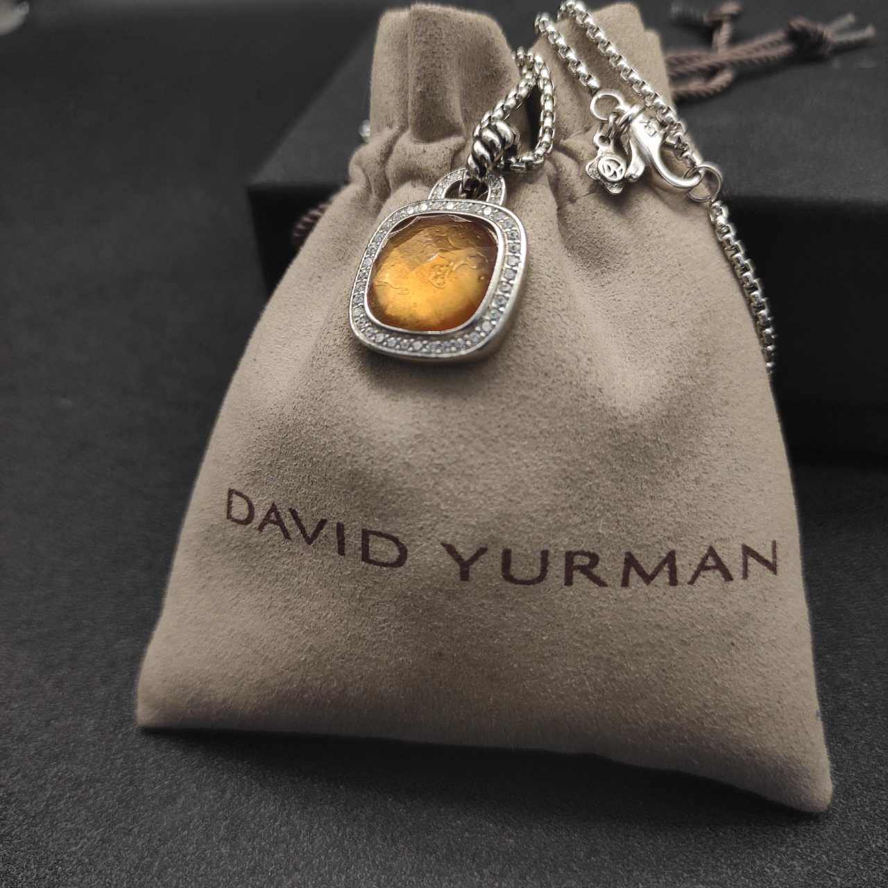 Albion® Pendant Sterling Silver with Citrine and Diamonds, 14mm