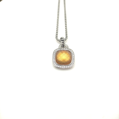 Albion® Pendant Sterling Silver with Citrine and Diamonds, 14mm