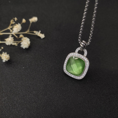 Albion® Pendant Sterling Silver with Prasiolte and Diamonds, 14mm