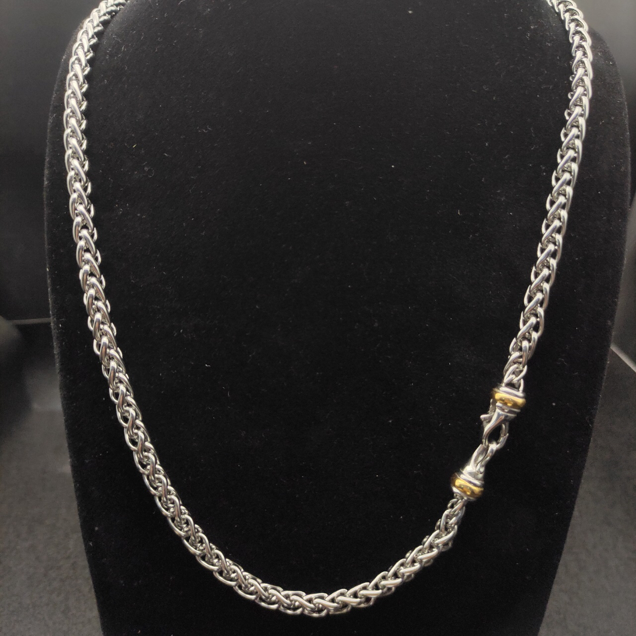 Petite Buckle Necklace Sterling Silver with 14K Yellow Gold
