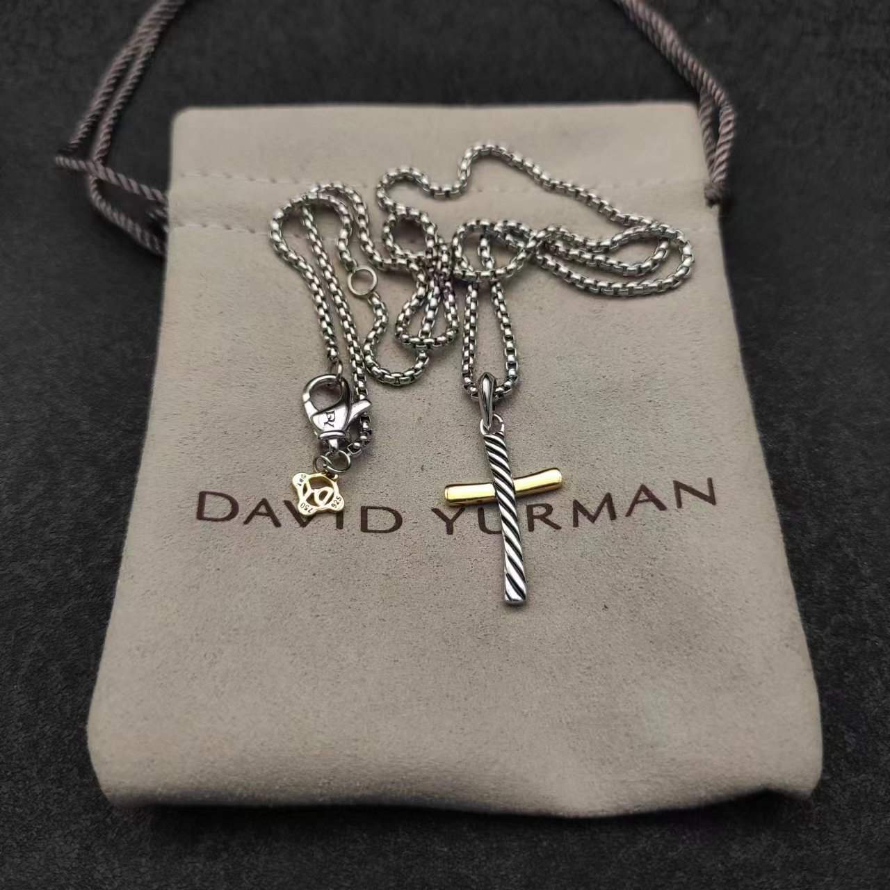 Dathtvid Yurthtman Cable Classics Cross Amulet with 18K Yellow Gold