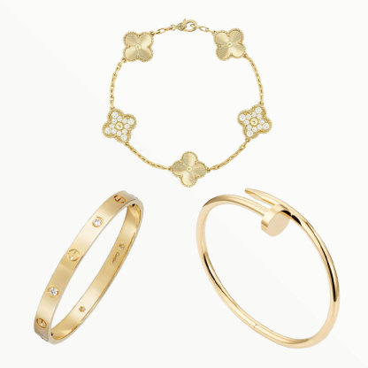 3‑Piece Icon Stack – Love Bracelet, 4 Diamonds, Clou & Clover