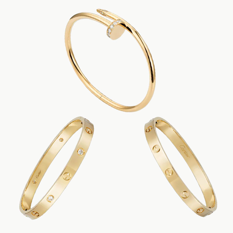 3‑Piece Icon Stack – Love Bracelet, 4 Diamonds, Clou & Clover