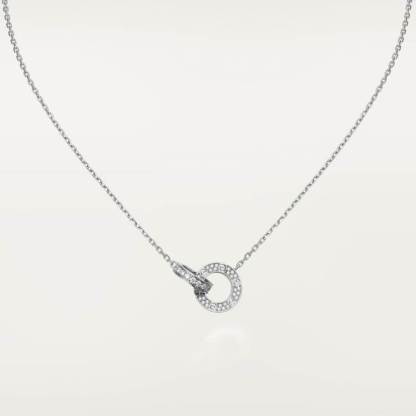 LOVE necklace, paved with diamonds 18K white gold
