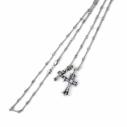 SMALL CROSS AND BABYFAT CHARM NECKLACE WITH DIAMONDS