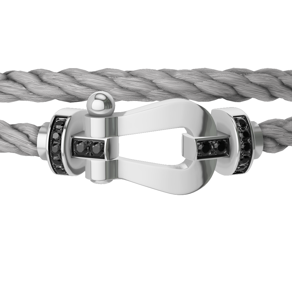 FORCE 10 BRACELET 18K WHITE GOLD AND BLACK DIAMONDS LARGE MODEL