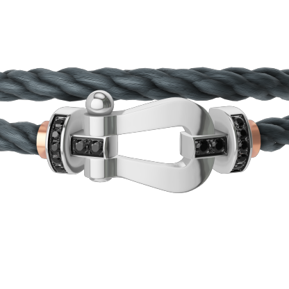 FORCE 10 BRACELET 18K WHITE GOLD AND BLACK DIAMONDS LARGE MODEL