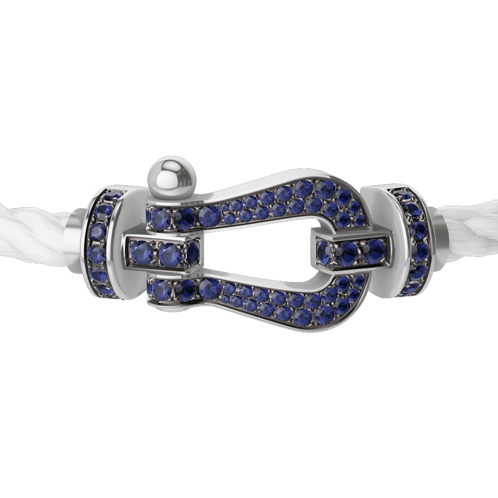 FORCE 10 BRACELET 18K WHITE GOLD AND BLUE SAPPHIRES LARGE MODEL