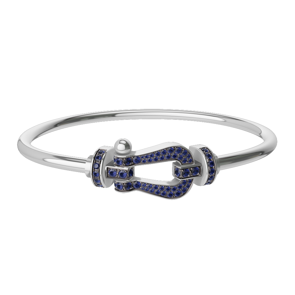 FORCE 10 BRACELET 18K WHITE GOLD AND BLUE SAPPHIRES LARGE MODEL