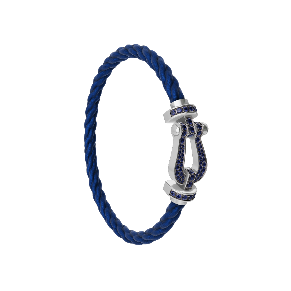 FORCE 10 BRACELET 18K WHITE GOLD AND BLUE SAPPHIRES LARGE MODEL