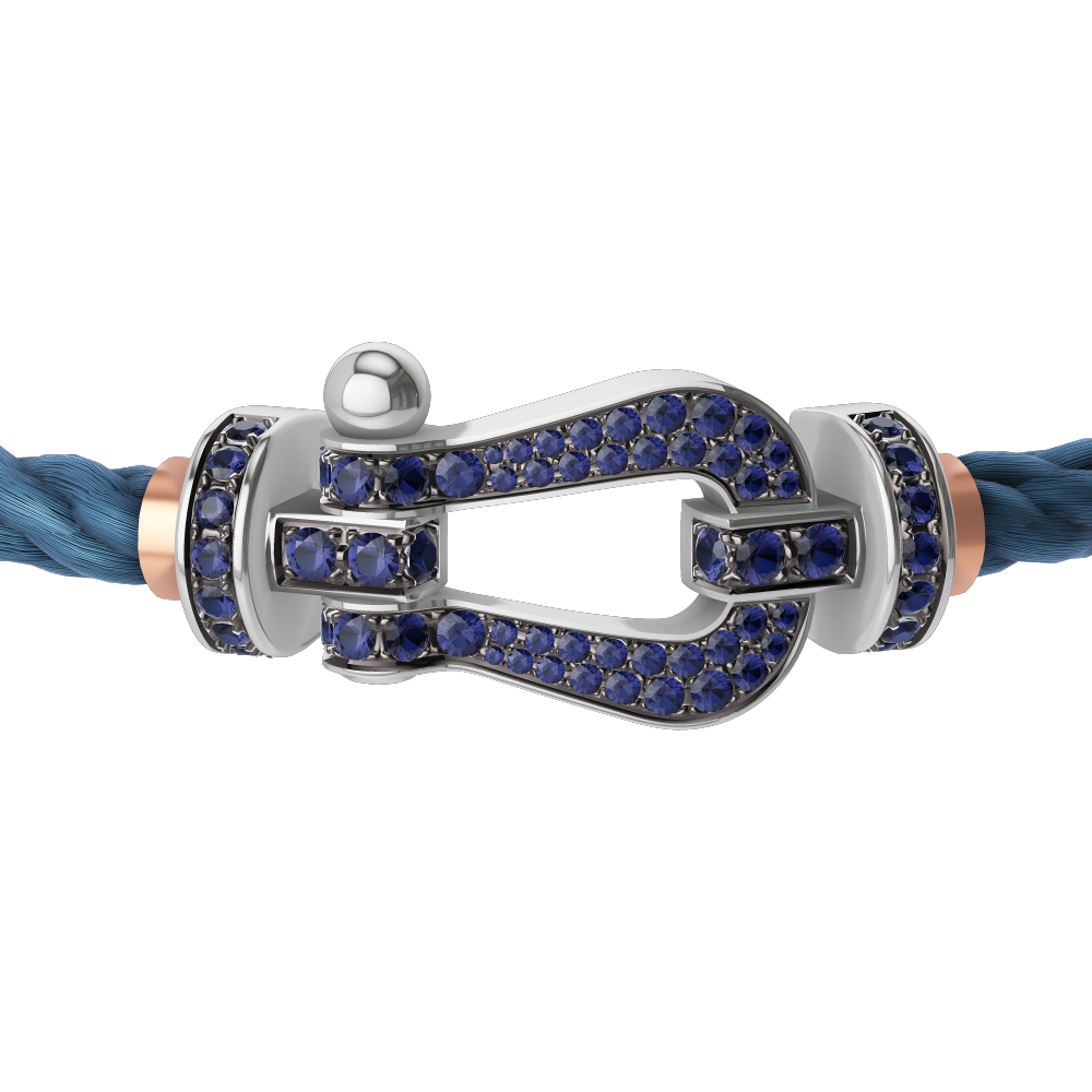 FORCE 10 BRACELET 18K WHITE GOLD AND BLUE SAPPHIRES LARGE MODEL
