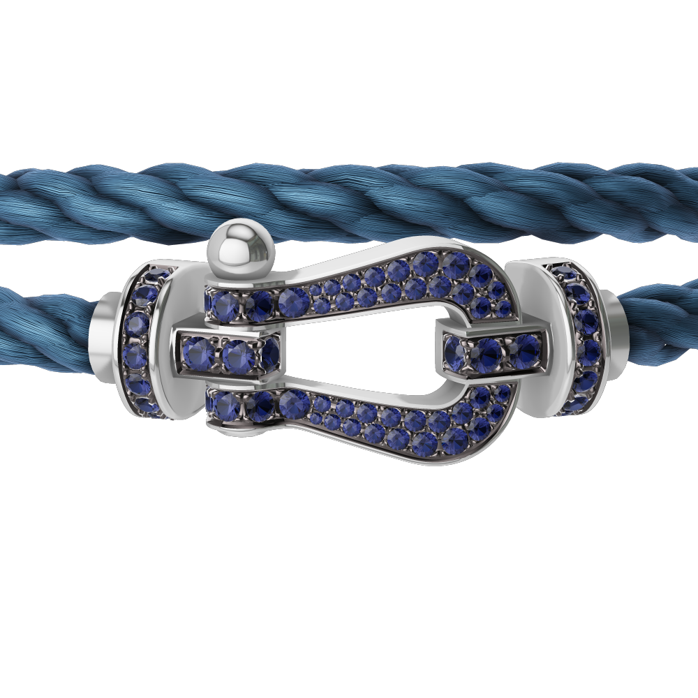 FORCE 10 BRACELET 18K WHITE GOLD AND BLUE SAPPHIRES LARGE MODEL