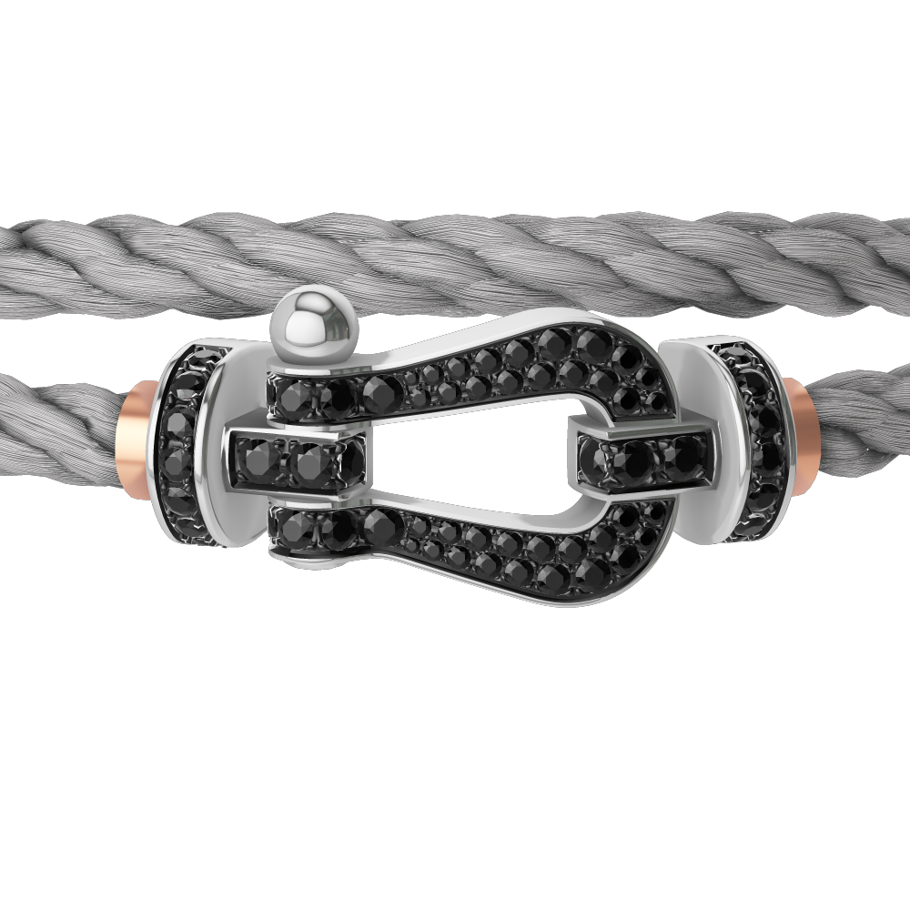 FORCE 10 BRACELET 18K WHITE GOLD AND BLACK DIAMONDS LARGE MODEL