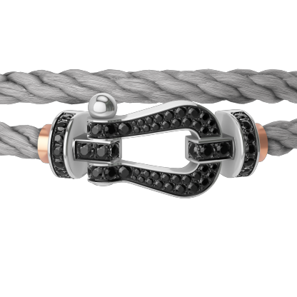 FORCE 10 BRACELET 18K WHITE GOLD AND BLACK DIAMONDS LARGE MODEL