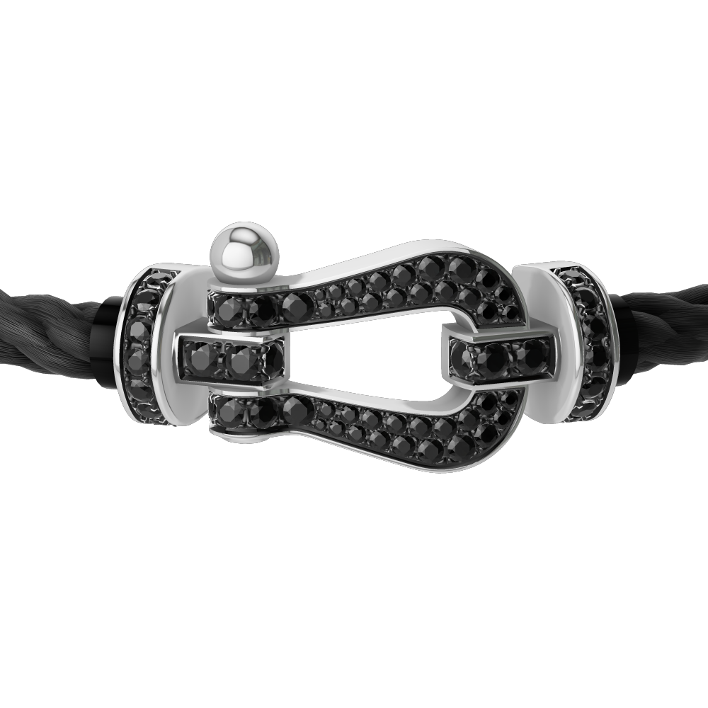 FORCE 10 BRACELET 18K WHITE GOLD AND BLACK DIAMONDS LARGE MODEL