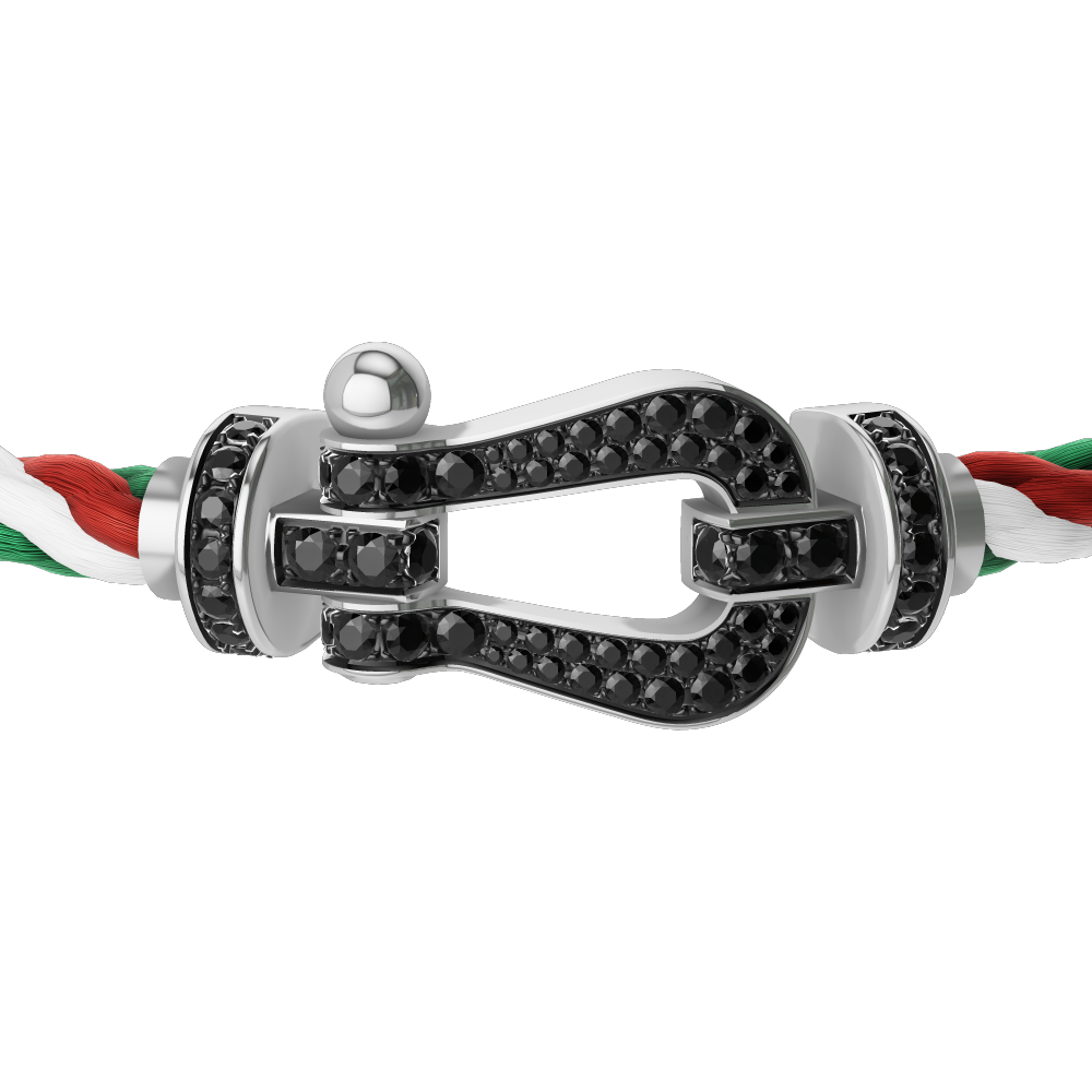 FORCE 10 BRACELET 18K WHITE GOLD AND BLACK DIAMONDS LARGE MODEL