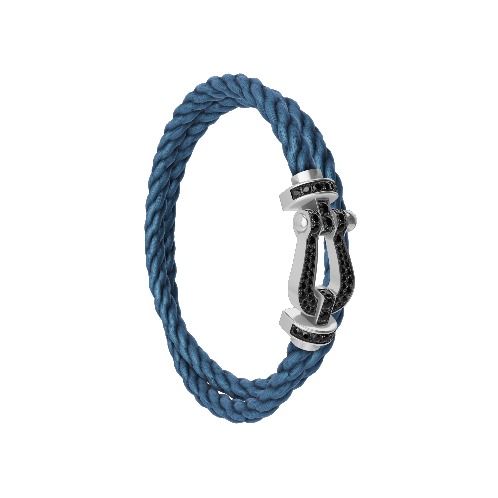 FORCE 10 BRACELET 18K WHITE GOLD AND BLACK DIAMONDS LARGE MODEL