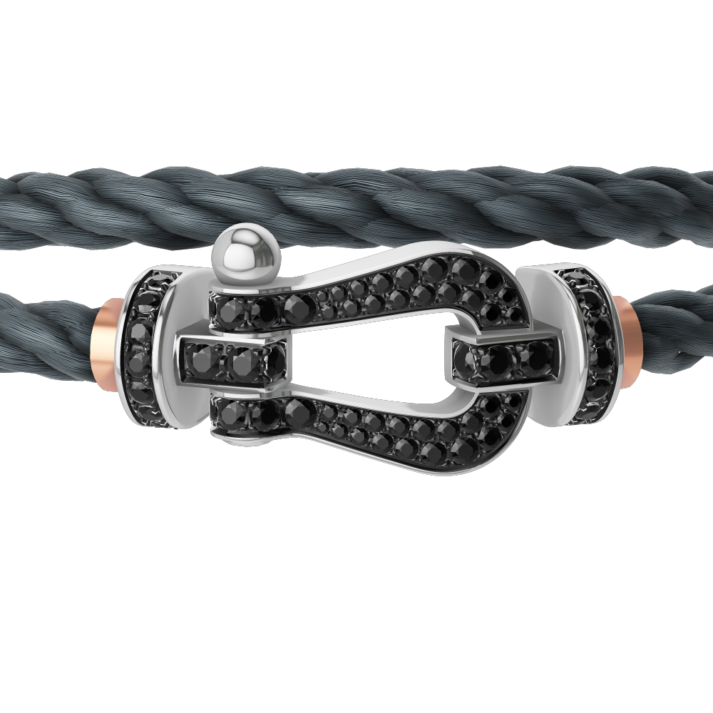 FORCE 10 BRACELET 18K WHITE GOLD AND BLACK DIAMONDS LARGE MODEL