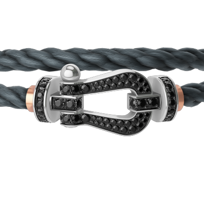 FORCE 10 BRACELET 18K WHITE GOLD AND BLACK DIAMONDS LARGE MODEL