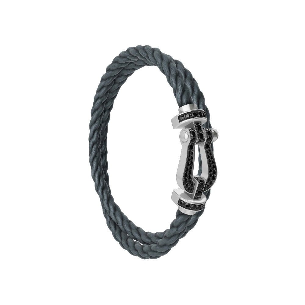 FORCE 10 BRACELET 18K WHITE GOLD AND BLACK DIAMONDS LARGE MODEL