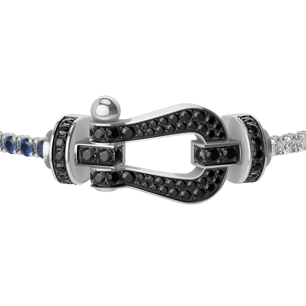 FORCE 10 BRACELET 18K WHITE GOLD AND BLACK DIAMONDS LARGE MODEL