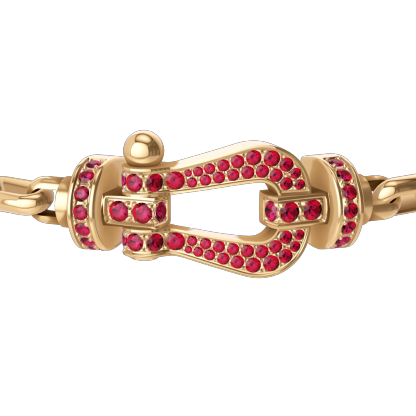 FORCE 10 BRACELET 18K YELLOW GOLD AND RUBIS LARGE MODEL