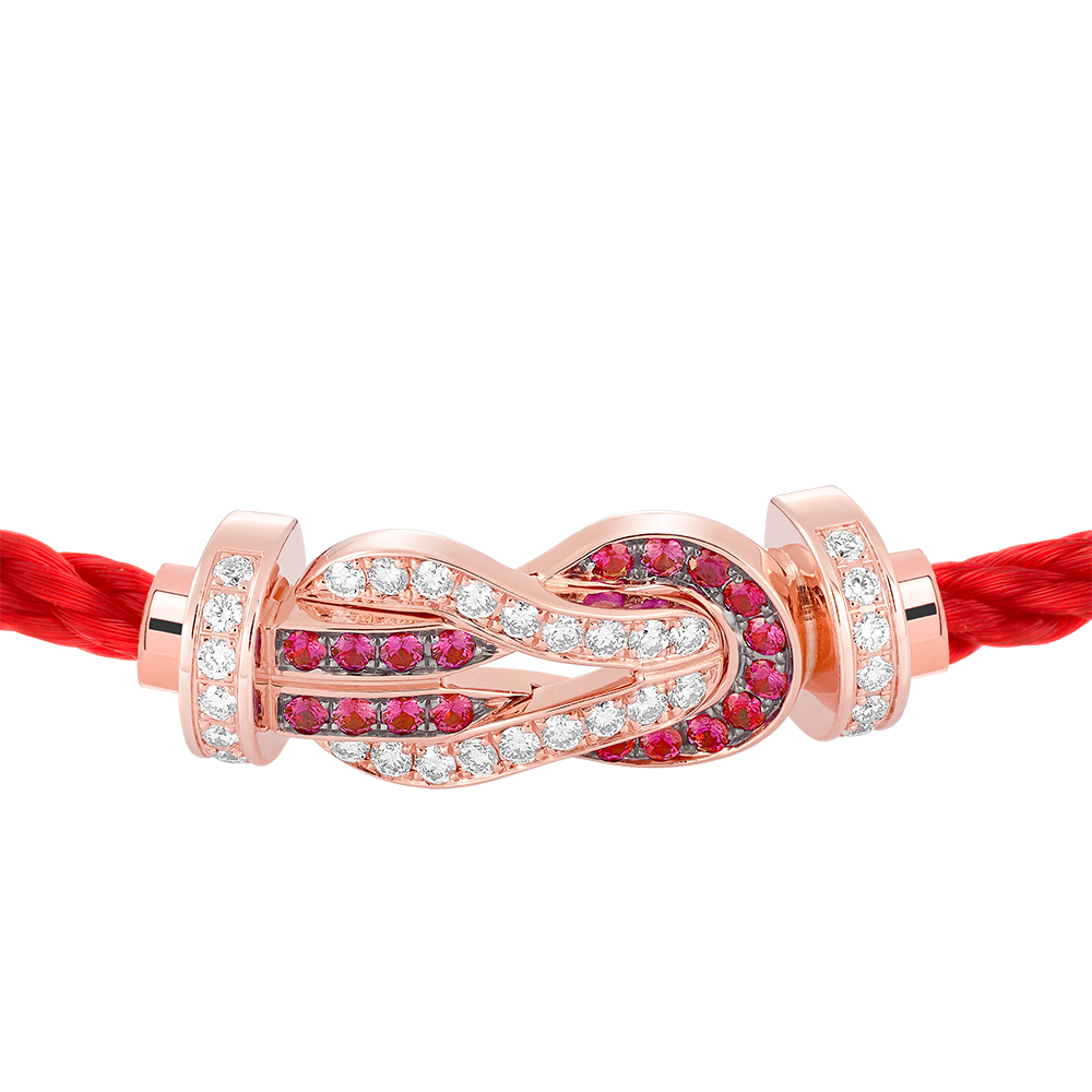 CHANCE INFINIE BRACELET 18K PINK GOLD AND RUBIS LARGE MODEL
