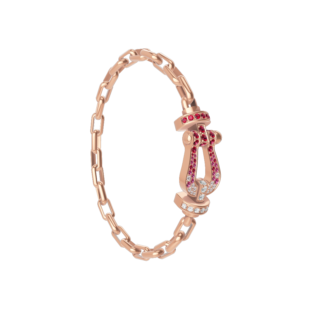 FORCE 10 BRACELET 18K PINK GOLD AND SAPPHIRE, RUBIES, DIAMONDS LARGE MODEL