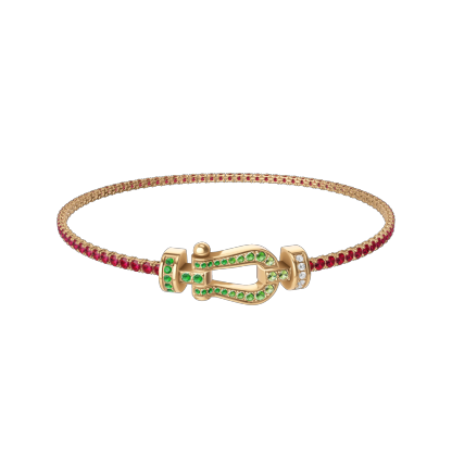 FORCE 10 BRACELET 18K YELLOW GOLD AND COLORED STONES MEDIUM MODEL