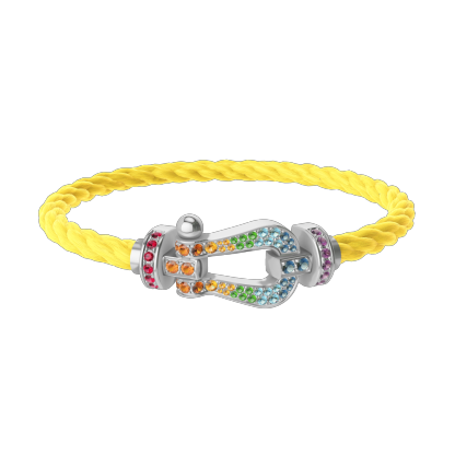FORCE 10 BRACELET 18K WHITE GOLD AND COLORED STONES LARGE MODEL