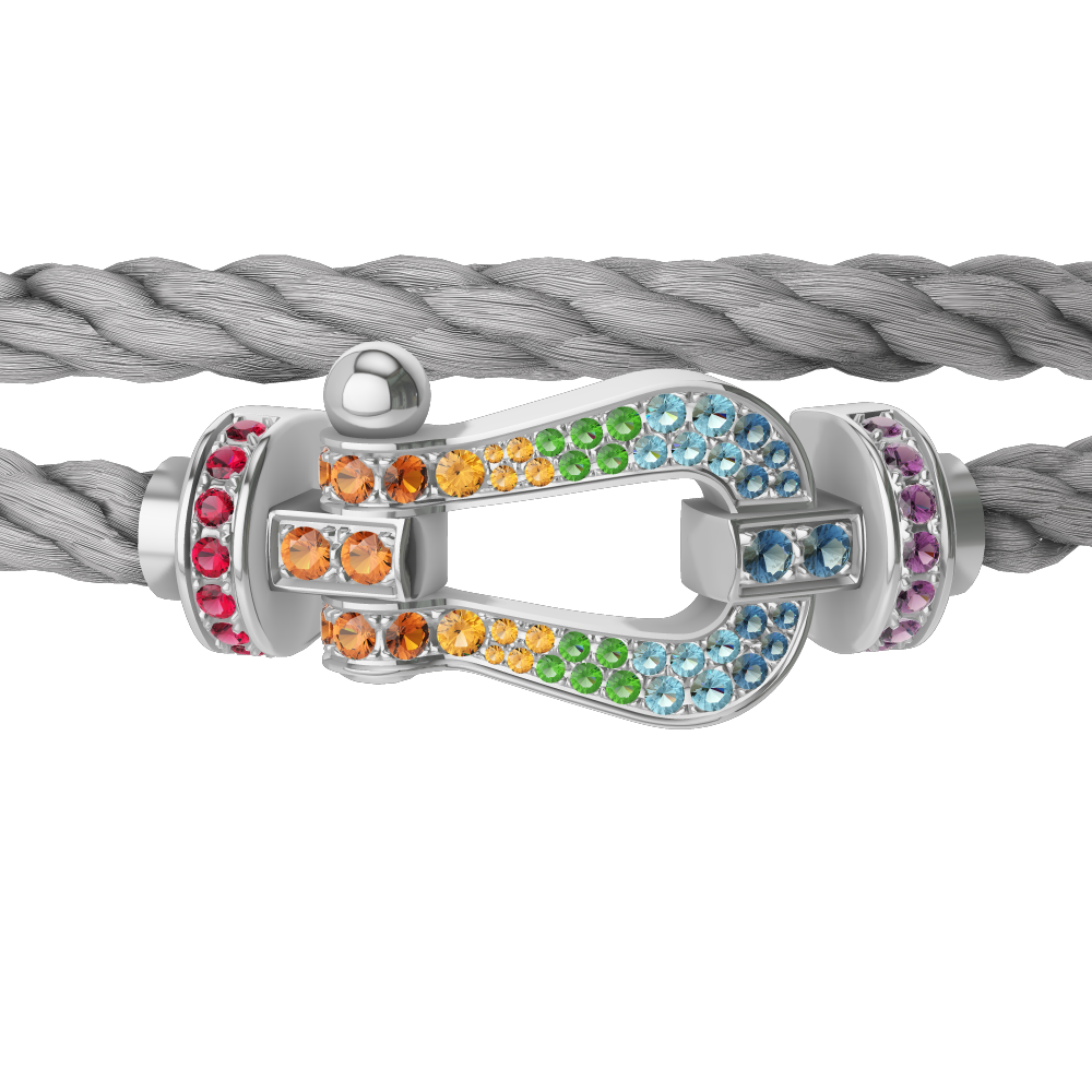 FORCE 10 BRACELET 18K WHITE GOLD AND COLORED STONES LARGE MODEL