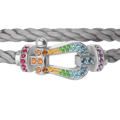 FORCE 10 BRACELET 18K WHITE GOLD AND COLORED STONES LARGE MODEL