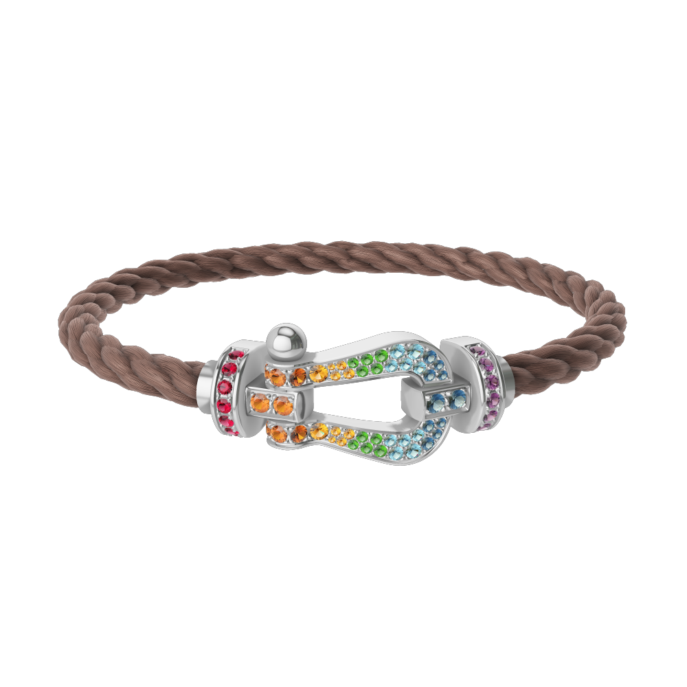 FORCE 10 BRACELET 18K WHITE GOLD AND COLORED STONES LARGE MODEL