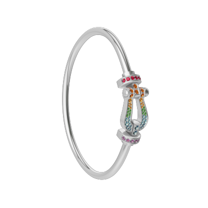 FORCE 10 BRACELET 18K WHITE GOLD AND COLORED STONES LARGE MODEL