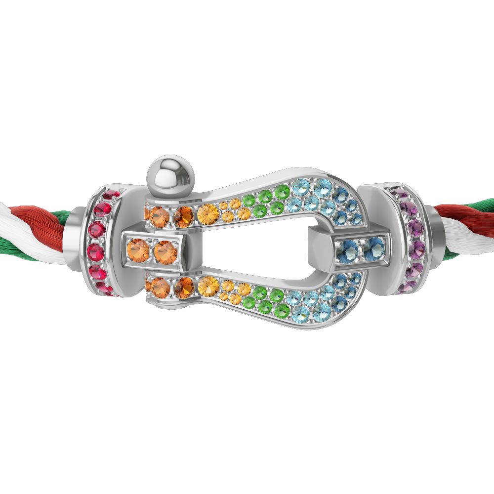FORCE 10 BRACELET 18K WHITE GOLD AND COLORED STONES LARGE MODEL
