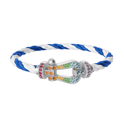 FORCE 10 BRACELET 18K WHITE GOLD AND COLORED STONES LARGE MODEL
