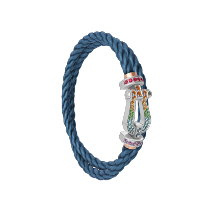 FORCE 10 BRACELET 18K WHITE GOLD AND COLORED STONES LARGE MODEL