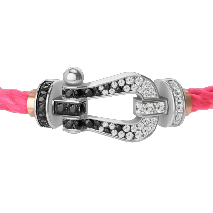 FORCE 10 BRACELET 18K WHITE GOLD AND BLACK AND WHITE DIAMONDS LARGE MODEL