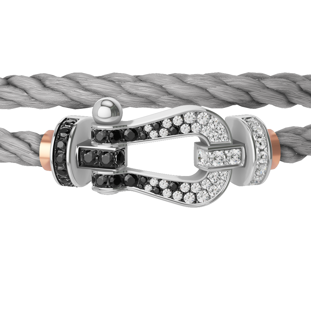 FORCE 10 BRACELET 18K WHITE GOLD AND BLACK AND WHITE DIAMONDS LARGE MODEL