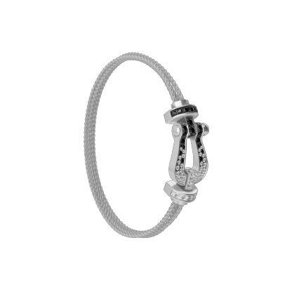 FORCE 10 BRACELET 18K WHITE GOLD AND BLACK AND WHITE DIAMONDS LARGE MODEL