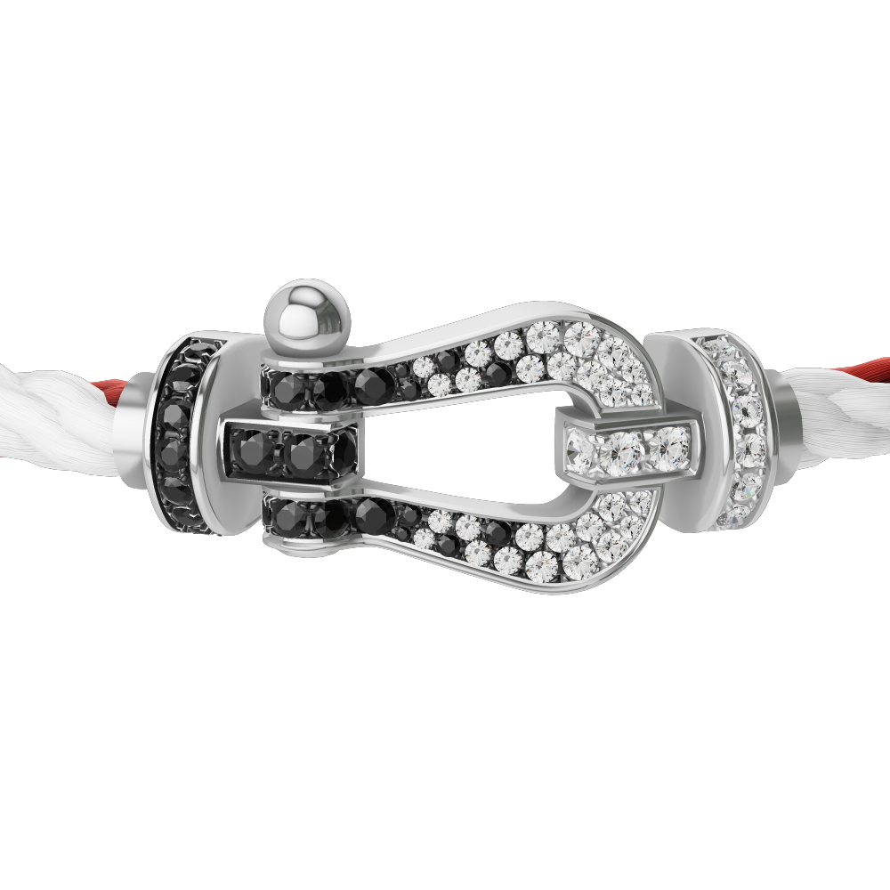 FORCE 10 BRACELET 18K WHITE GOLD AND BLACK AND WHITE DIAMONDS LARGE MODEL