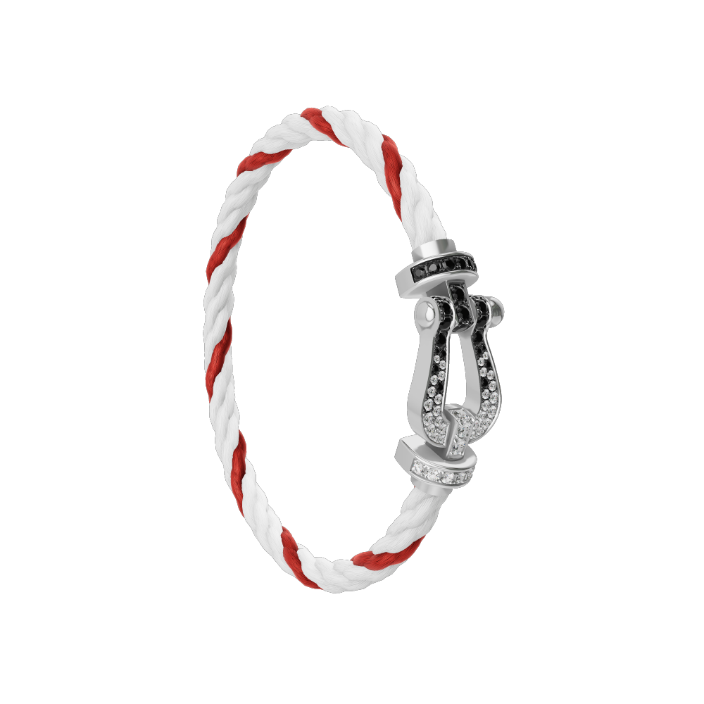 FORCE 10 BRACELET 18K WHITE GOLD AND BLACK AND WHITE DIAMONDS LARGE MODEL