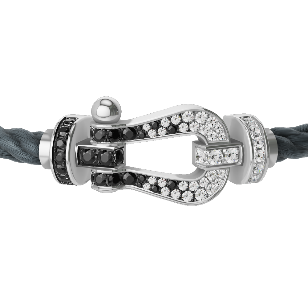 FORCE 10 BRACELET 18K WHITE GOLD AND BLACK AND WHITE DIAMONDS LARGE MODEL