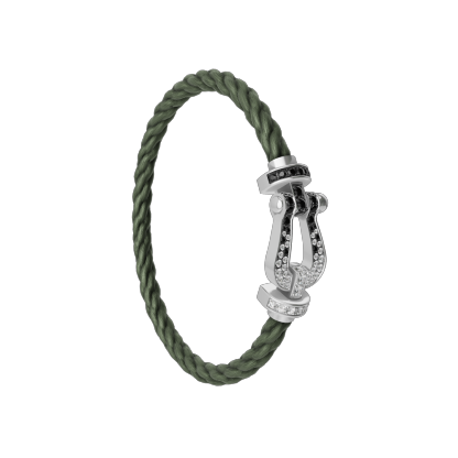 FORCE 10 BRACELET 18K WHITE GOLD AND BLACK AND WHITE DIAMONDS LARGE MODEL